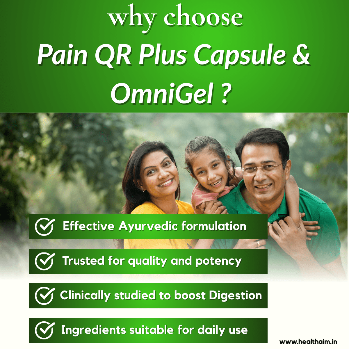 Ayurvedic PainQr plus Capsule & Omni Gel Combo | 50Caps + 20G | Combo Pack - HEALTH AIM PHARMACY