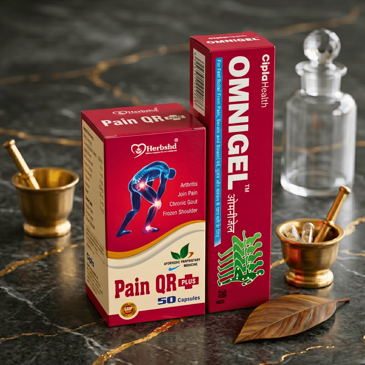 Ayurvedic PainQr plus Capsule & Omni Gel Combo | 50Caps + 20G | Combo Pack - HEALTH AIM PHARMACY