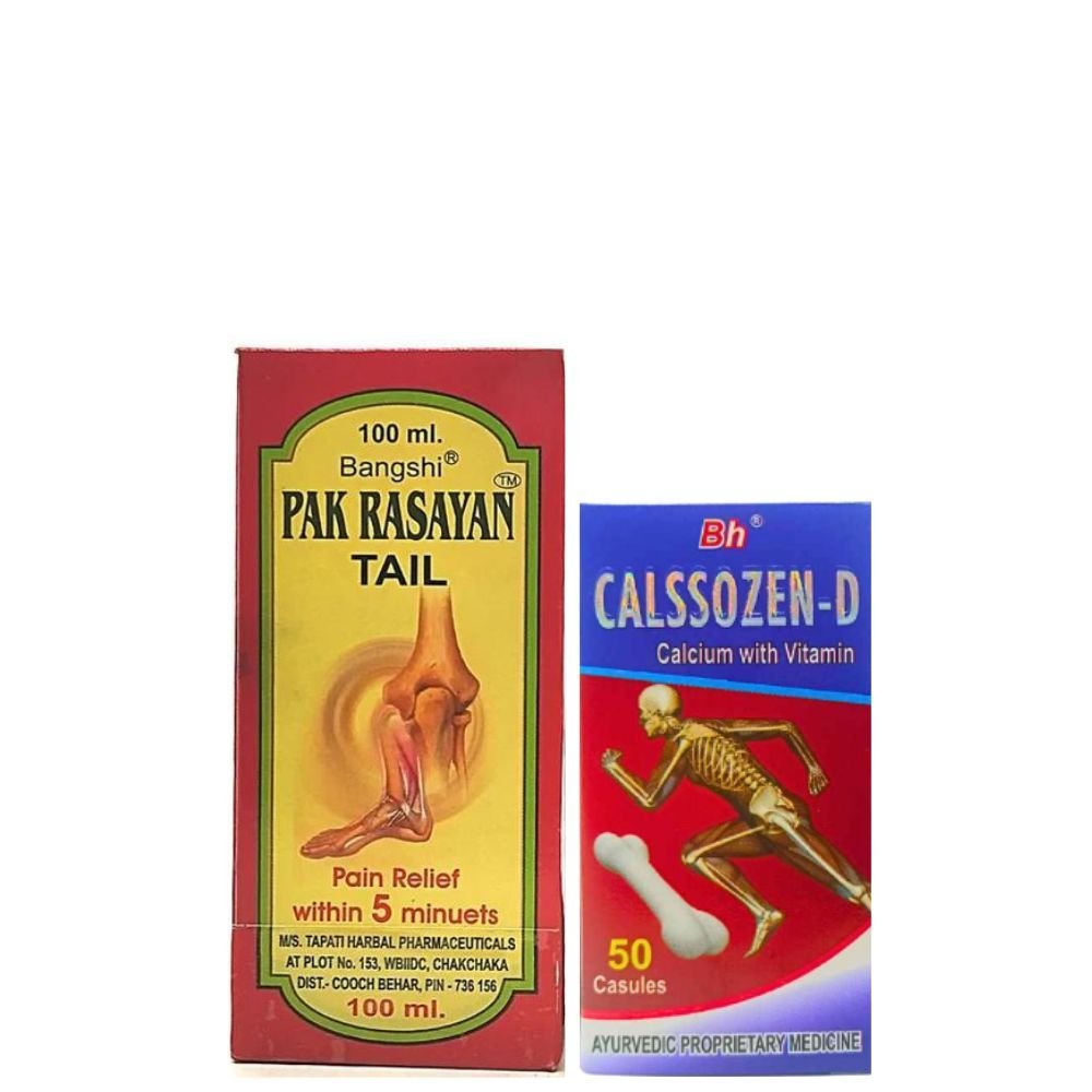 Ayurvedic Pak Rasayan Tail 100ml & Calssozen - D 50 Capsule (Combo pack) - HEALTH AIM PHARMACY