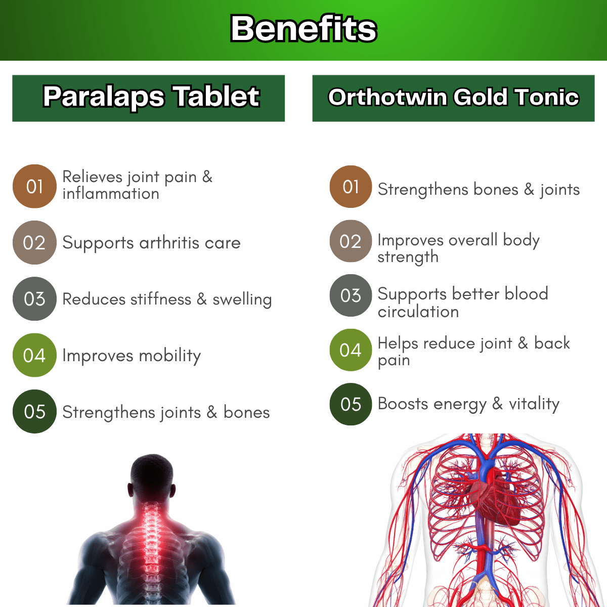 Ayurvedic Paralaps Tablets and Go - Pen Massage Oil & Orthotein Gold Malt Tonic Combo | 60Tabs + 100ml + 400gm | Combo Pack - HEALTH AIM PHARMACY