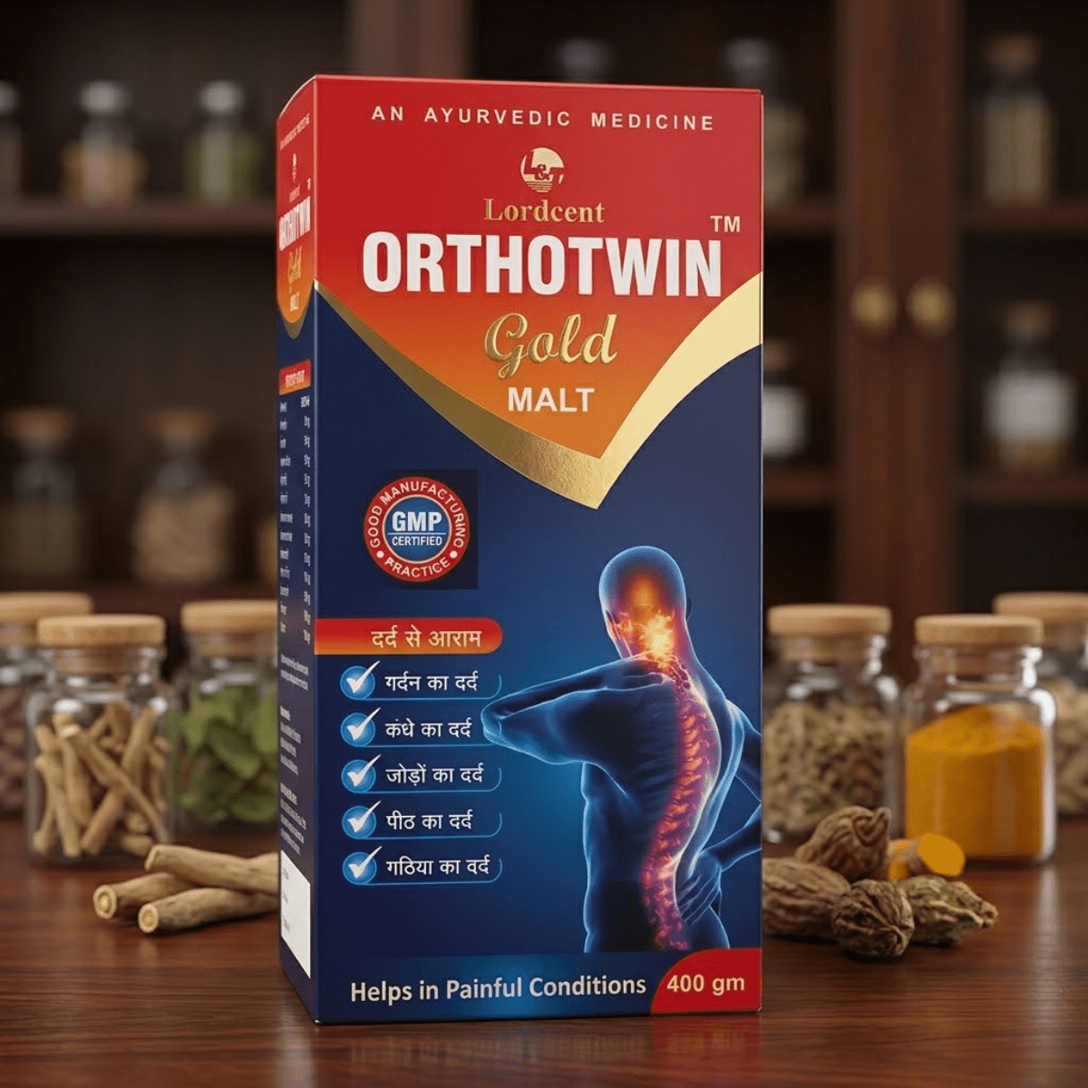 Ayurvedic Paralaps Tablets and Go - Pen Massage Oil & Orthotein Gold Malt Tonic Combo | 60Tabs + 100ml + 400gm | Combo Pack - HEALTH AIM PHARMACY