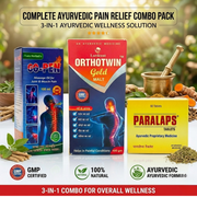Ayurvedic Paralaps Tablets and Go - Pen Massage Oil & Orthotein Gold Malt Tonic Combo | 60Tabs + 100ml + 400gm | Combo Pack - HEALTH AIM PHARMACY