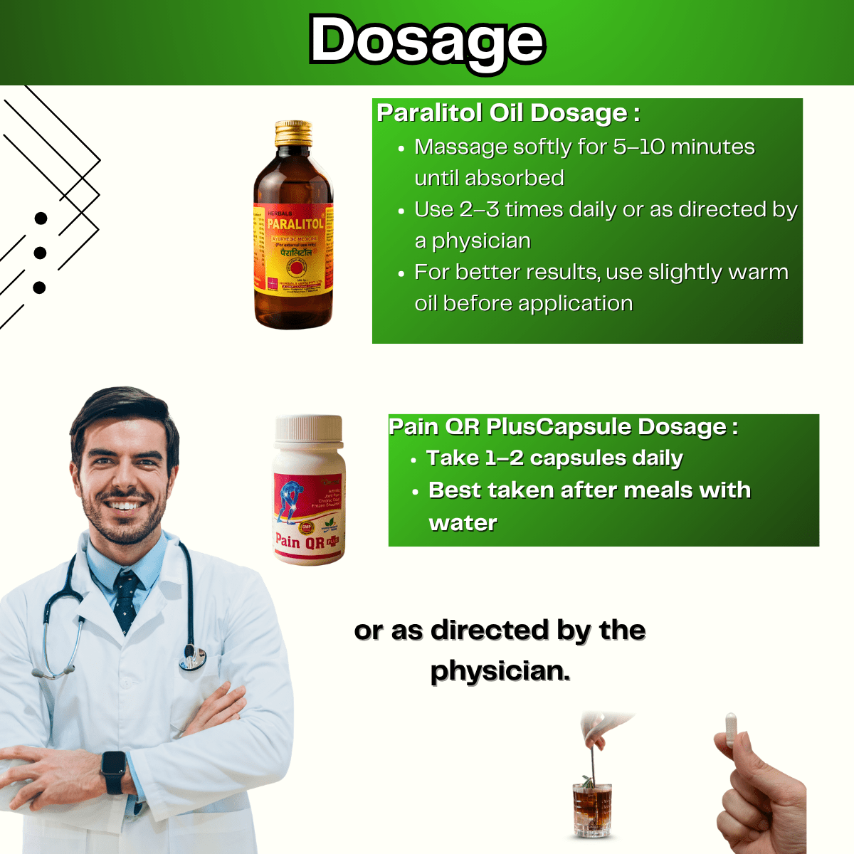 Ayurvedic Paralitol Oil and Pain QR Plus Capsule & Arnica gel Combo | 400ml + 50Caps + 25g | Combo Pack - HEALTH AIM PHARMACY