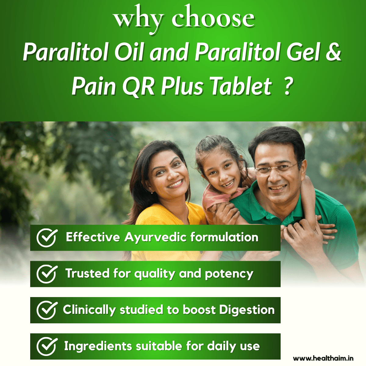 Ayurvedic Paralitol Oil + Paralitol Gel and Pain QR Plus Capsule Combo | 100ml + 20g + 50Caps | Combo Pack - HEALTH AIM PHARMACY