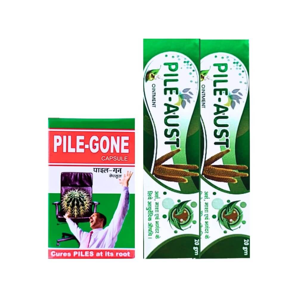 Ayurvedic Pile - gone Capsule & Pile - aust Oinment combo(pack of 2) - HEALTH AIM PHARMACY