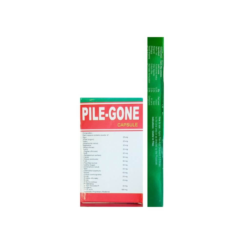 Ayurvedic Pile - gone Capsule & Pile - aust Oinment combo(pack of 2) - HEALTH AIM PHARMACY