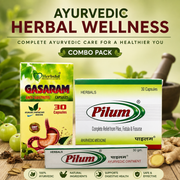 Ayurvedic Pilum Capsule and Gasaram Capsule & Pilum Ointment Combo | 30 Caps + 30 Caps + 30 gm | Combo Pack - HEALTH AIM PHARMACY
