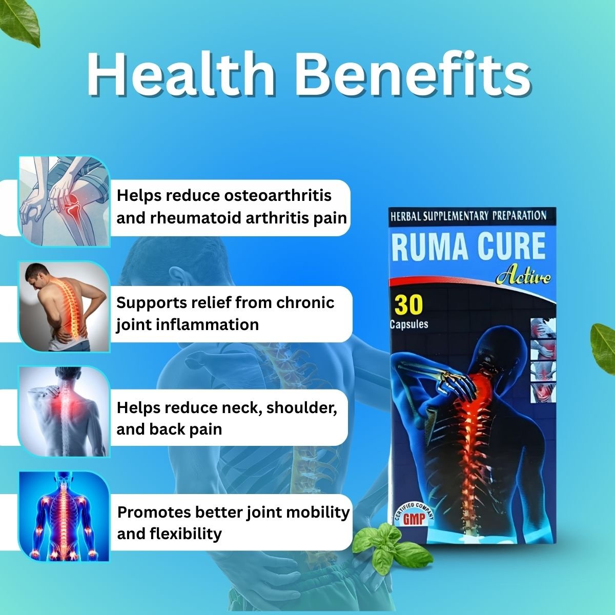 Ayurvedic Ruma Cure Active Pain Relief Capsules | Pack of 2 - HEALTH AIM PHARMACY