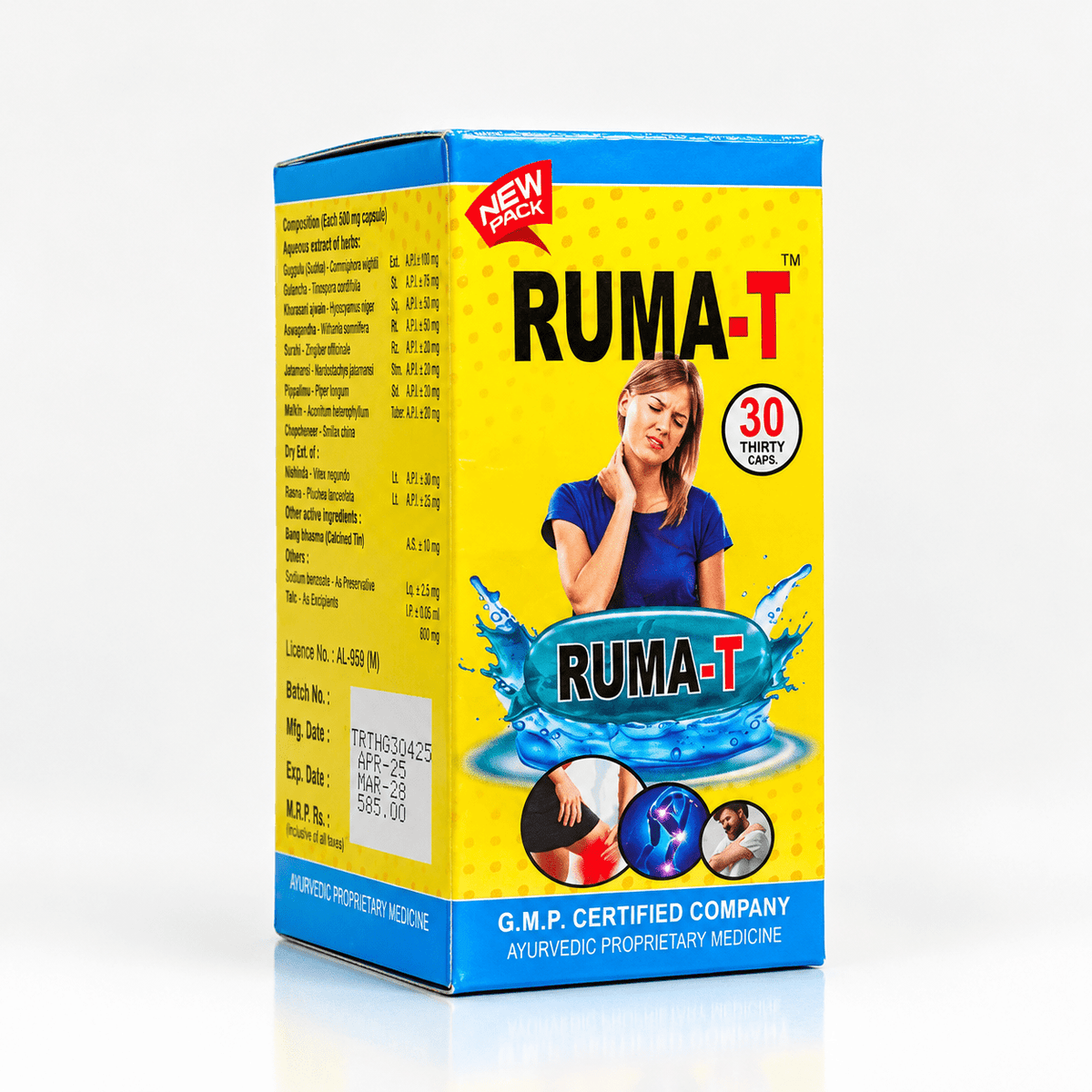 Ayurvedic Ruma T Capsule & WALK FAST Ointment Combo Pack of 2 + Get Artha Care Pain Oil FREE - HEALTH AIM PHARMACY