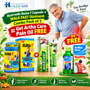 Ayurvedic Ruma T Capsule & WALK FAST Ointment Combo Pack of 2 + Get Artha Care Pain Oil FREE - HEALTH AIM PHARMACY