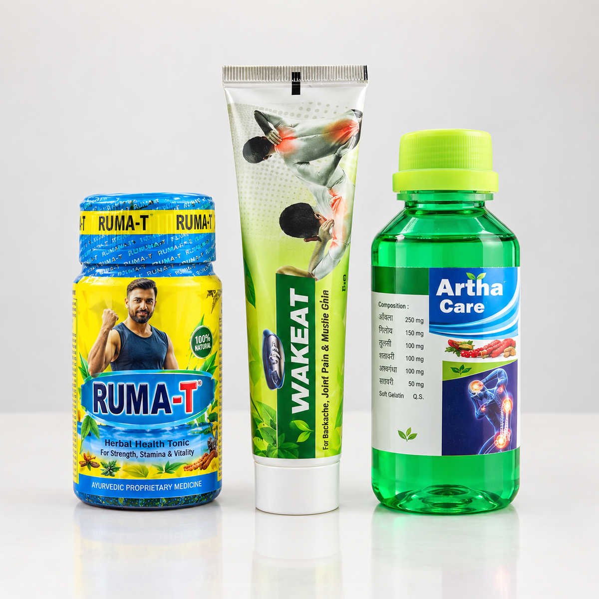 Ayurvedic Ruma T Capsule & WALK FAST Ointment Combo Pack of 2 + Get Artha Care Pain Oil FREE - HEALTH AIM PHARMACY
