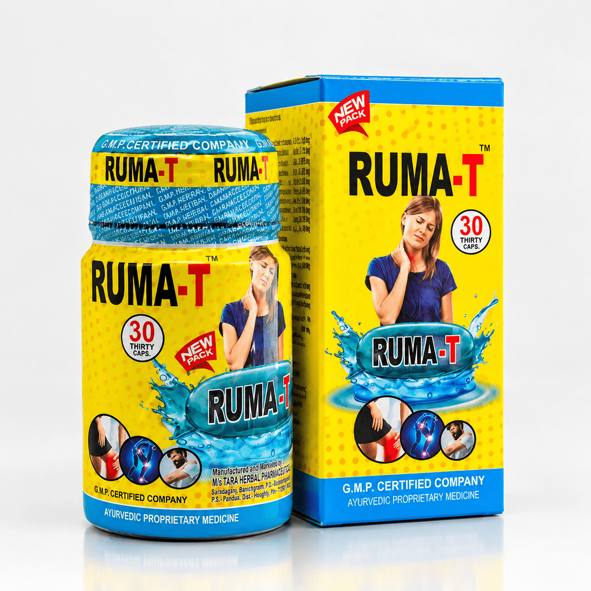 Ayurvedic Ruma T Capsule & WALK FAST Ointment Combo Pack of 2 + Get Artha Care Pain Oil FREE - HEALTH AIM PHARMACY