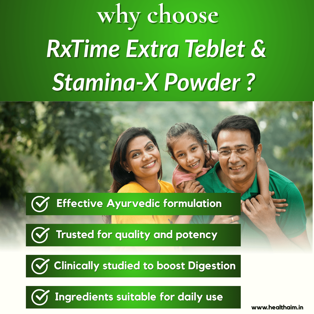 Ayurvedic RxTime Extra Tablet & Stamina - X Powder Combo | 30Tabs + 100gm | Combo Pack - HEALTH AIM PHARMACY