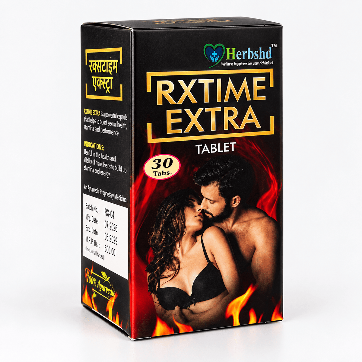 Ayurvedic Rxtime Extra Tablets & Black Cobra Massage Cream Combo Pack of 2 + Get Gerivit Capsule FREE - HEALTH AIM PHARMACY