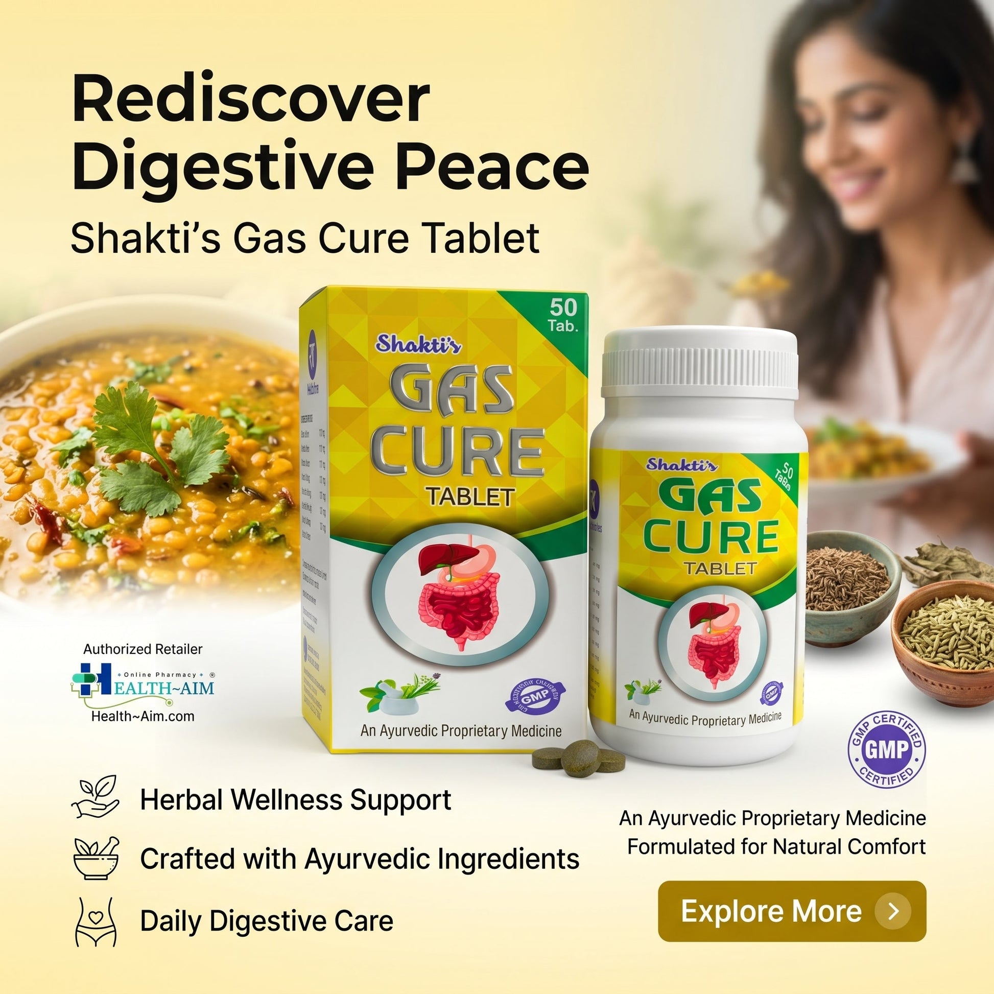 Ayurvedic Shakti's Gas Cure Tablet for acidity | 50Tabs | Pack of 3 - HEALTH AIM PHARMACY