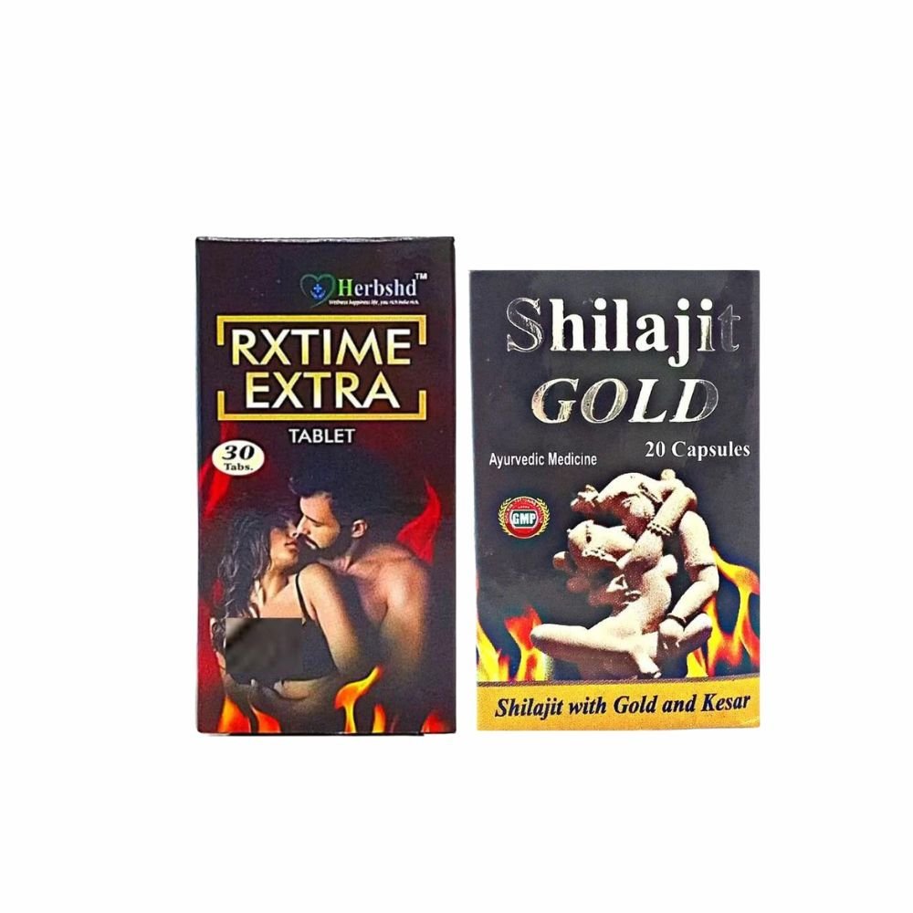 Ayurvedic Shilajit Gold capsule & rxtime extra tablet for vitality increasement (combo pack) - HEALTH AIM PHARMACY