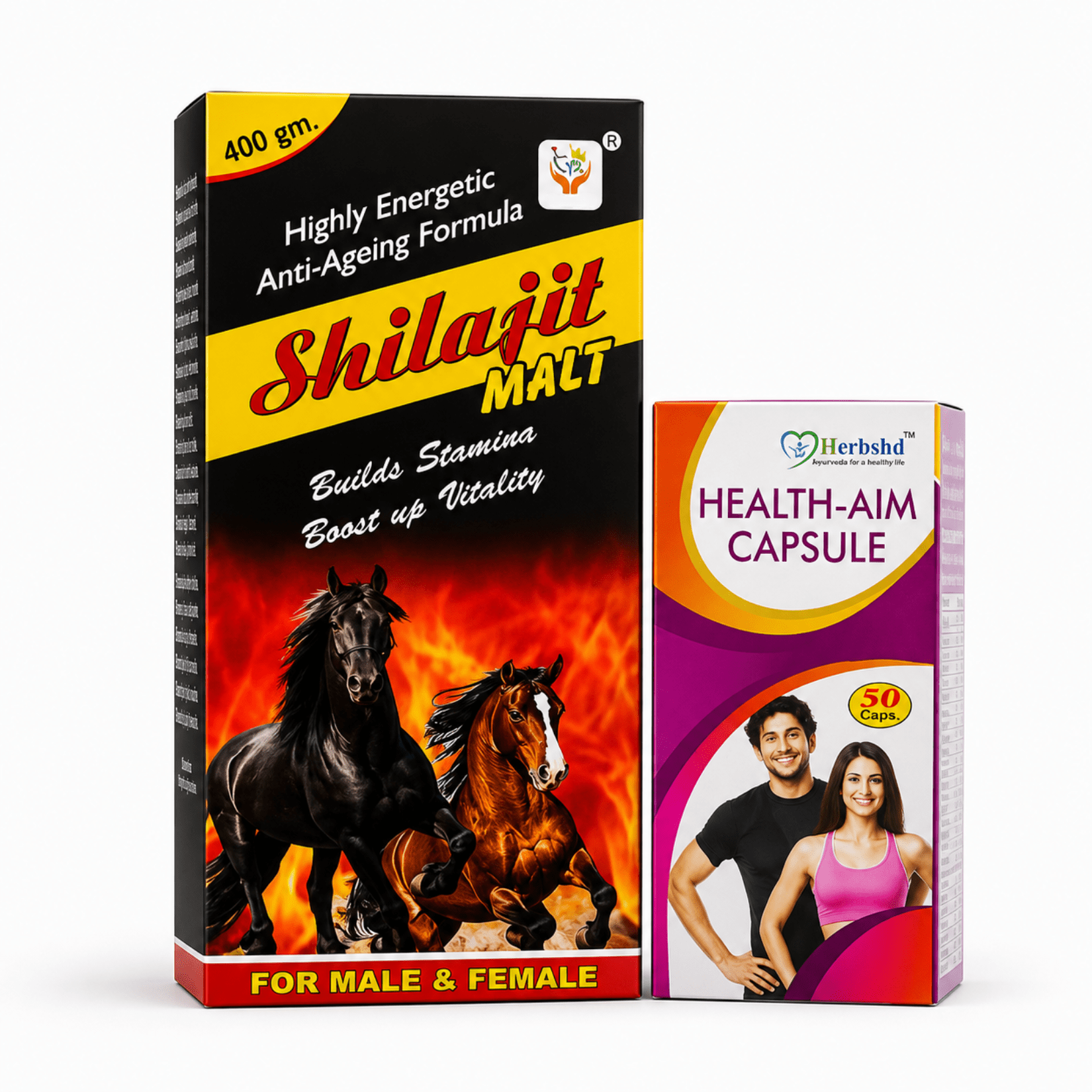 Ayurvedic Shilajit Malt 400gm & Health Aim Capsule 50Caps - HEALTH AIM PHARMACY