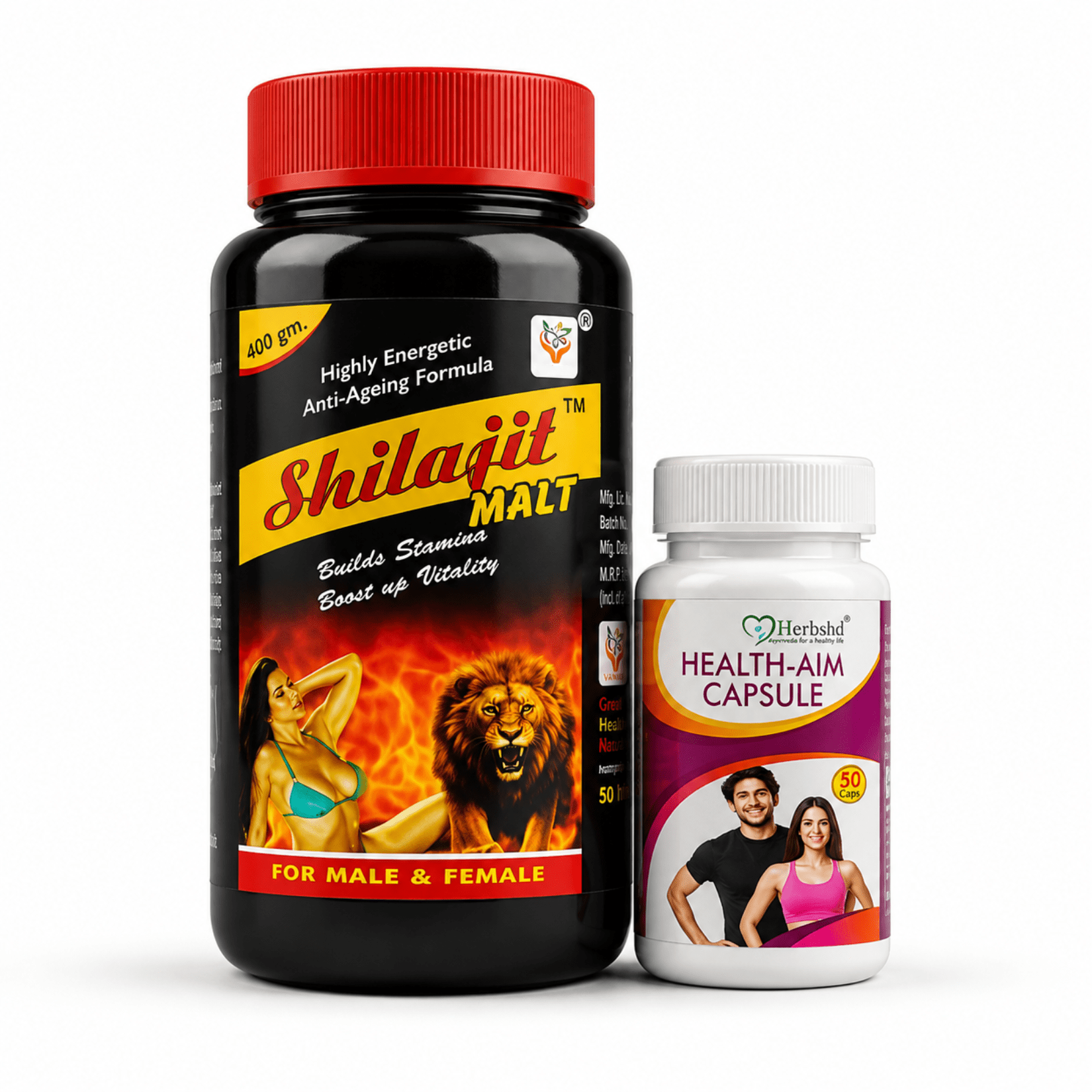 Ayurvedic Shilajit Malt 400gm & Health Aim Capsule 50Caps - HEALTH AIM PHARMACY