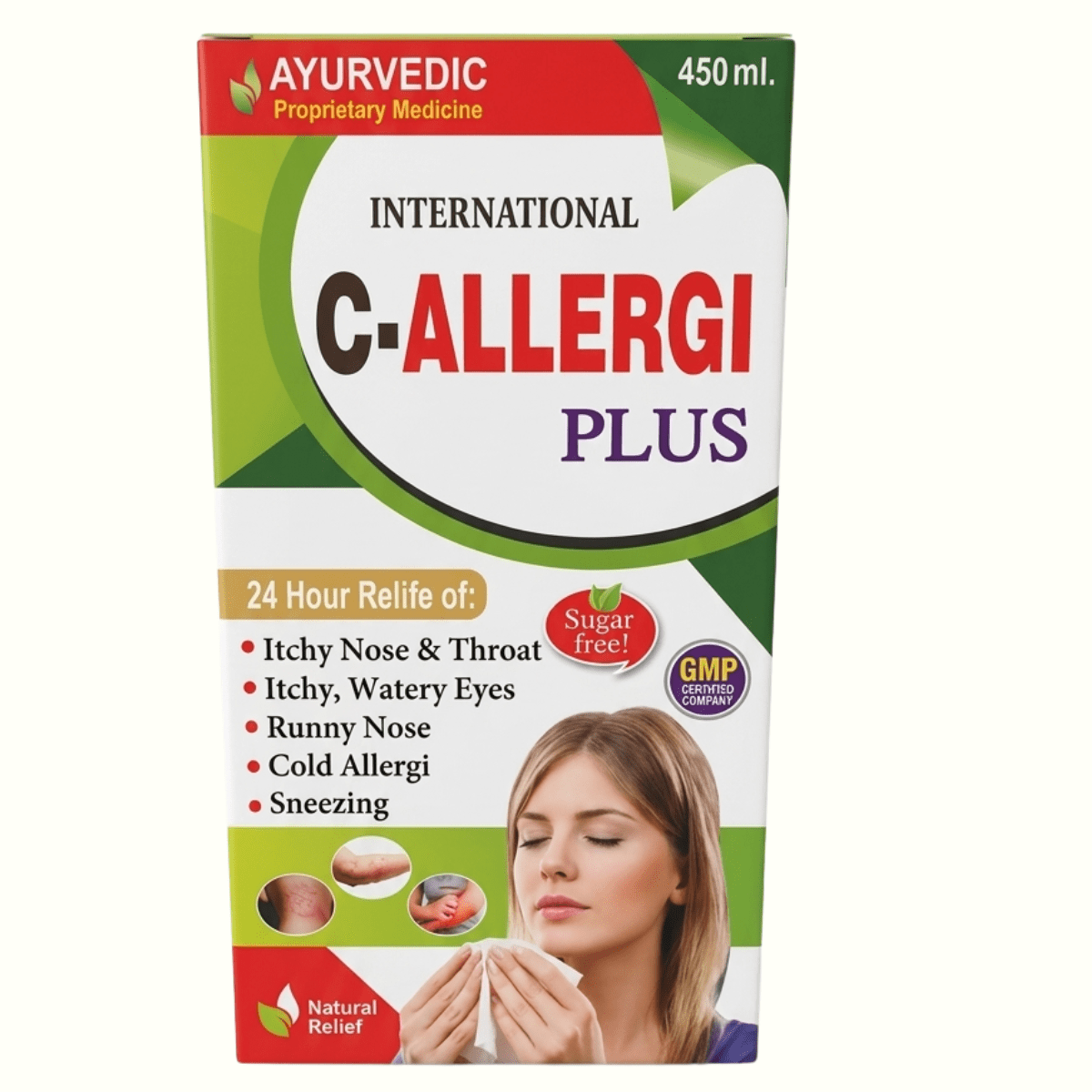 Ayurvedic Skin Care Combo C - Allergi Plus Syrup 450ml + SkinRog 30 Capsule + Derma 24 Carat Skin Cream 25g & Neem Guard Face Wash 60g - HEALTH AIM PHARMACY