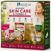 Ayurvedic Skin Care Combo Kit: C - Allergi Plus Syrup 450ml + SkinRog 30 Capsule + Derma 24 Carat Skin Cream 25g & Neem Guard Face Wash 60g - HEALTH AIM PHARMACY