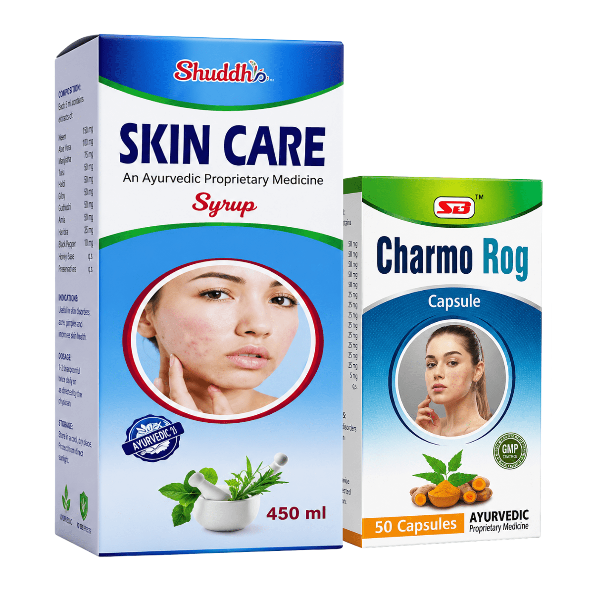 Ayurvedic Skin Care Syrup & Charmo Rog Capsule Combo - HEALTH AIM PHARMACY