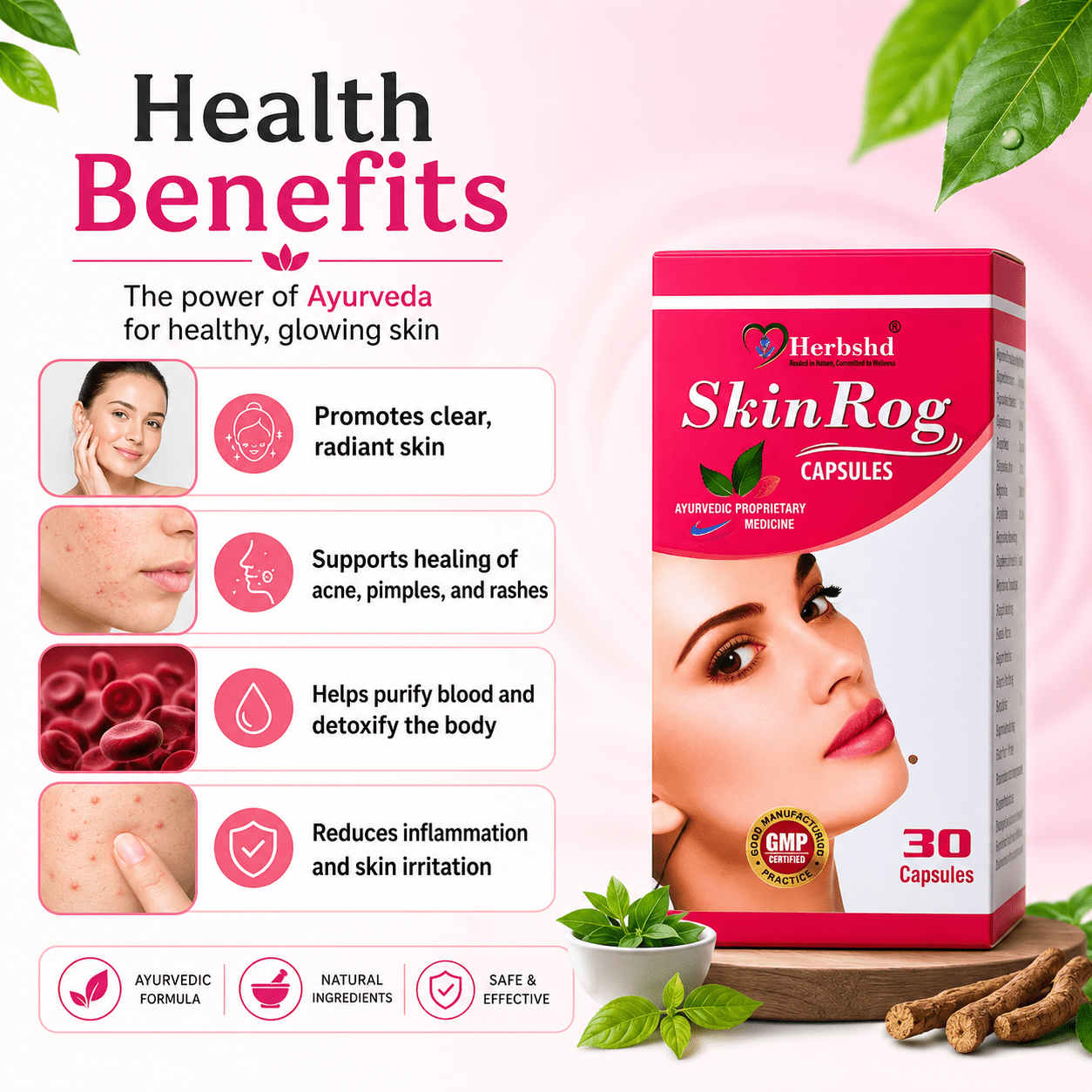 Ayurvedic Skinrog Capsule for Healthy Skin 30 Capsules - HEALTH AIM PHARMACY