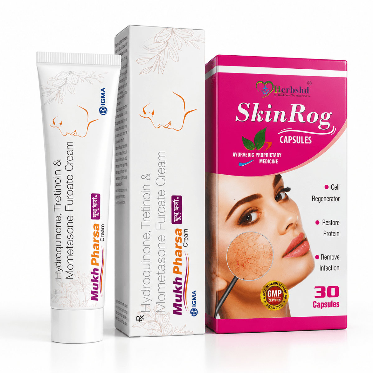 Ayurvedic SkinRog Capsule & Mukh Pharsa Cream (COMBO PACK) - HEALTH AIM PHARMACY