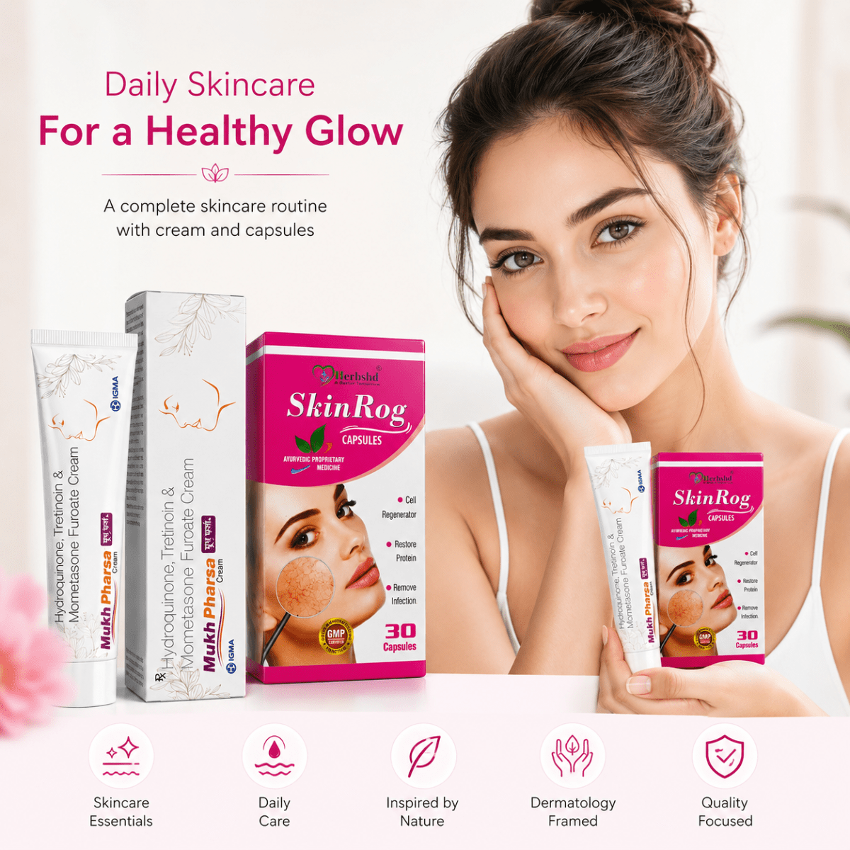 Ayurvedic SkinRog Capsule & Mukh Pharsa Cream (COMBO PACK) - HEALTH AIM PHARMACY