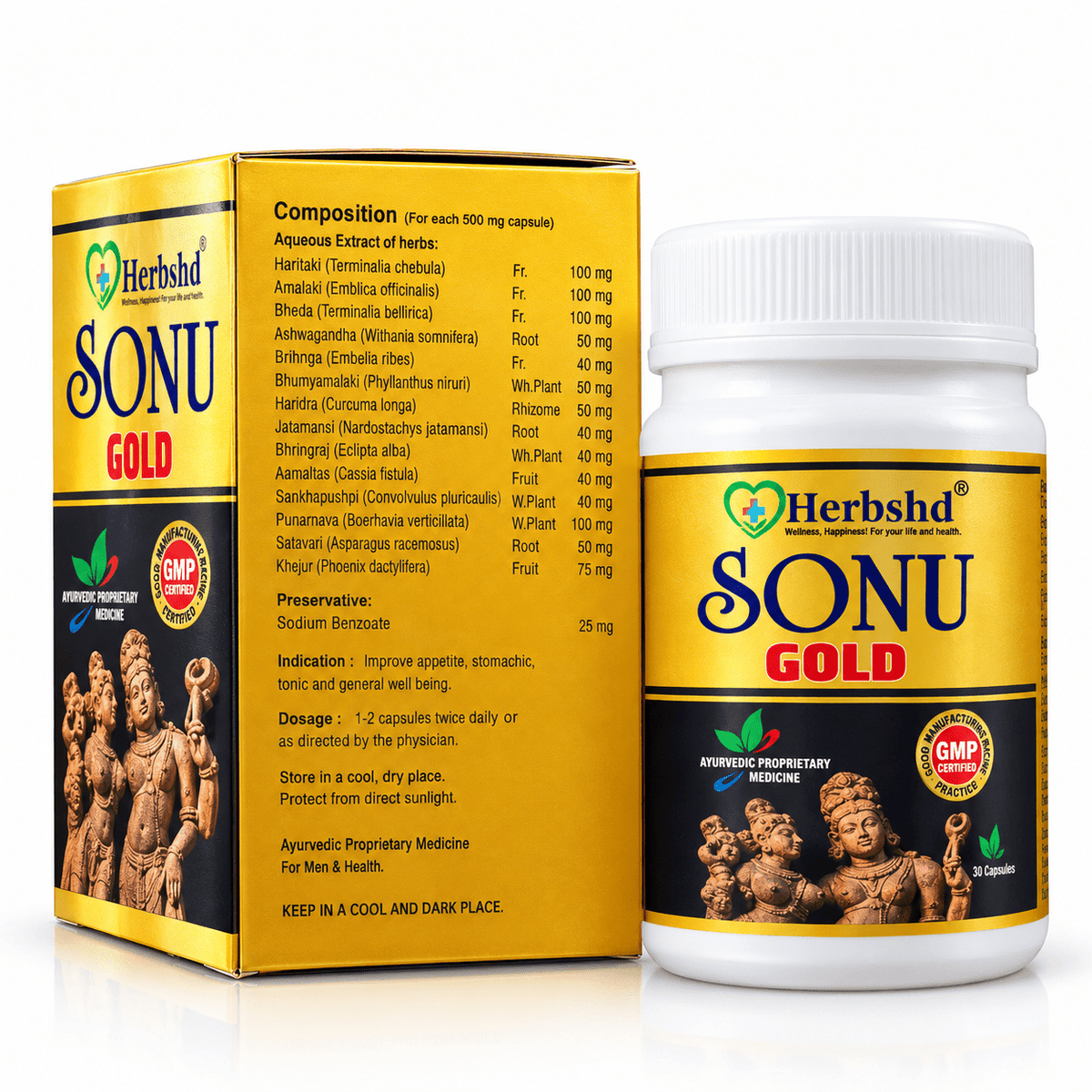 Ayurvedic Sonu Gold Capsule & Gerivit Capsule Combo Pack of 2 + Get Stamina X FREE - HEALTH AIM PHARMACY
