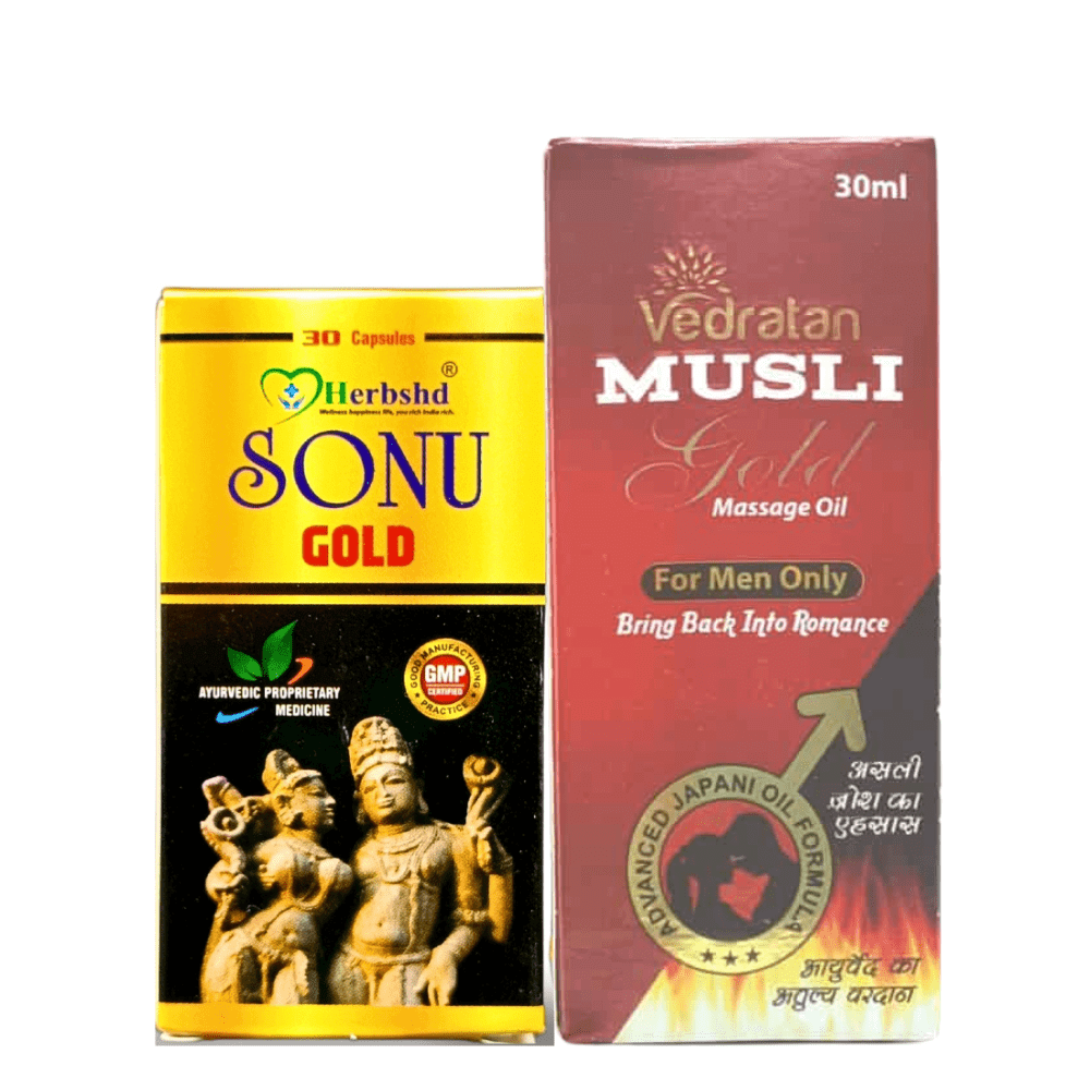 Ayurvedic Sonu Gold Capsule & Musli Gold Oil ( Combo pack) - HEALTH AIM PHARMACY