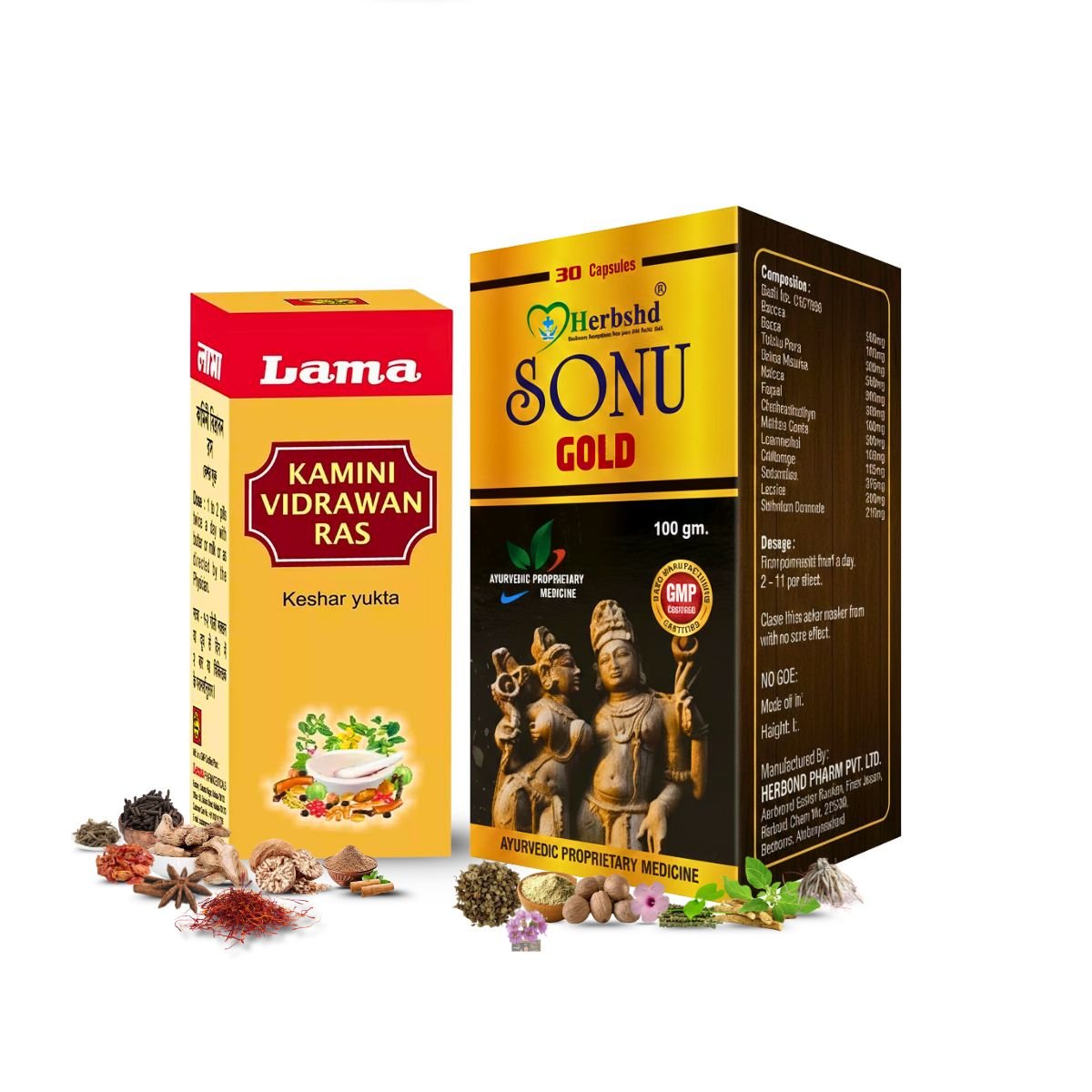 Ayurvedic Sonu Gold + Kamini Vidrawan Ras (Keshar Yukta) Combo – Strength, Stamina & Vitality Booster for Men - HEALTH AIM PHARMACY
