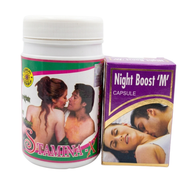 Ayurvedic Stamina - X powder & Night Boost - M Capsule Combo | 100gm + 30Caps | Combo Pack - HEALTH AIM PHARMACY