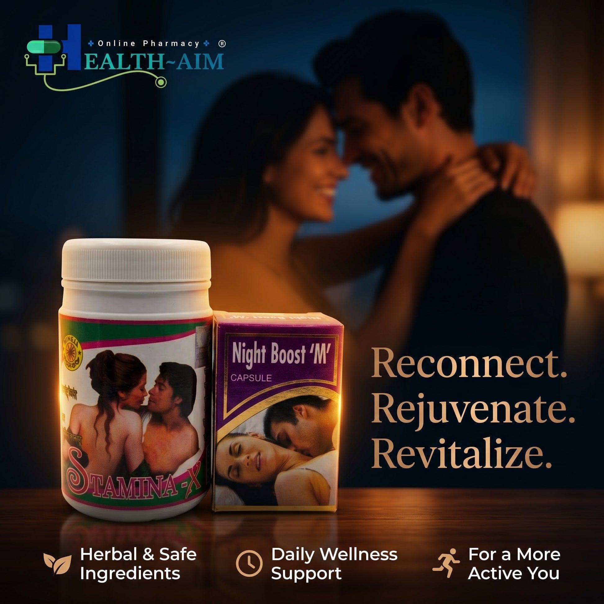 Ayurvedic Stamina - X powder & Night Boost - M Capsule Combo | 100gm + 30Caps | Combo Pack - HEALTH AIM PHARMACY