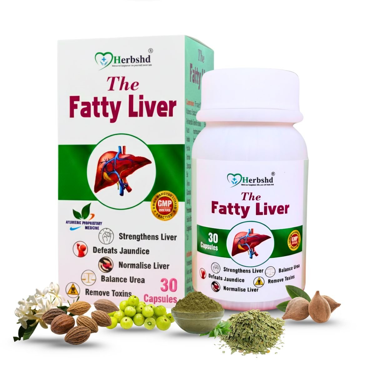 Ayurvedic The Fatty Liver Capsule + Green Punarnawa Syrup | Ultimate Liver, Kidney & Detox Care Combo | 200ml + 30Caps - HEALTH AIM PHARMACY