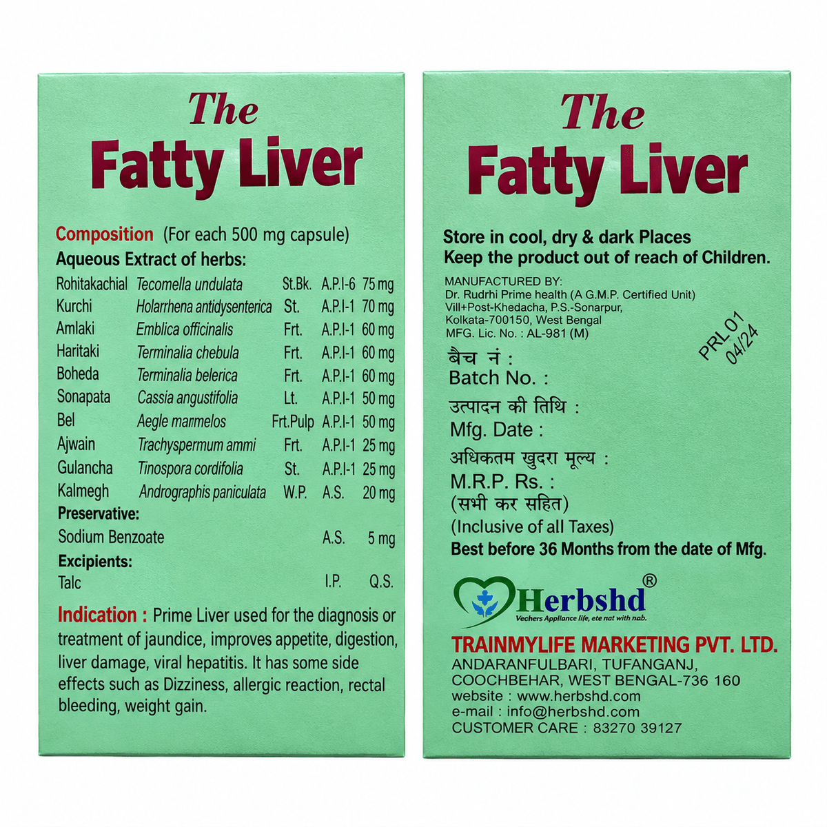Ayurvedic The Fatty Liver Capsule | Helps With Fatty Liver | 30caps | Liver Disease - HEALTH AIM PHARMACY