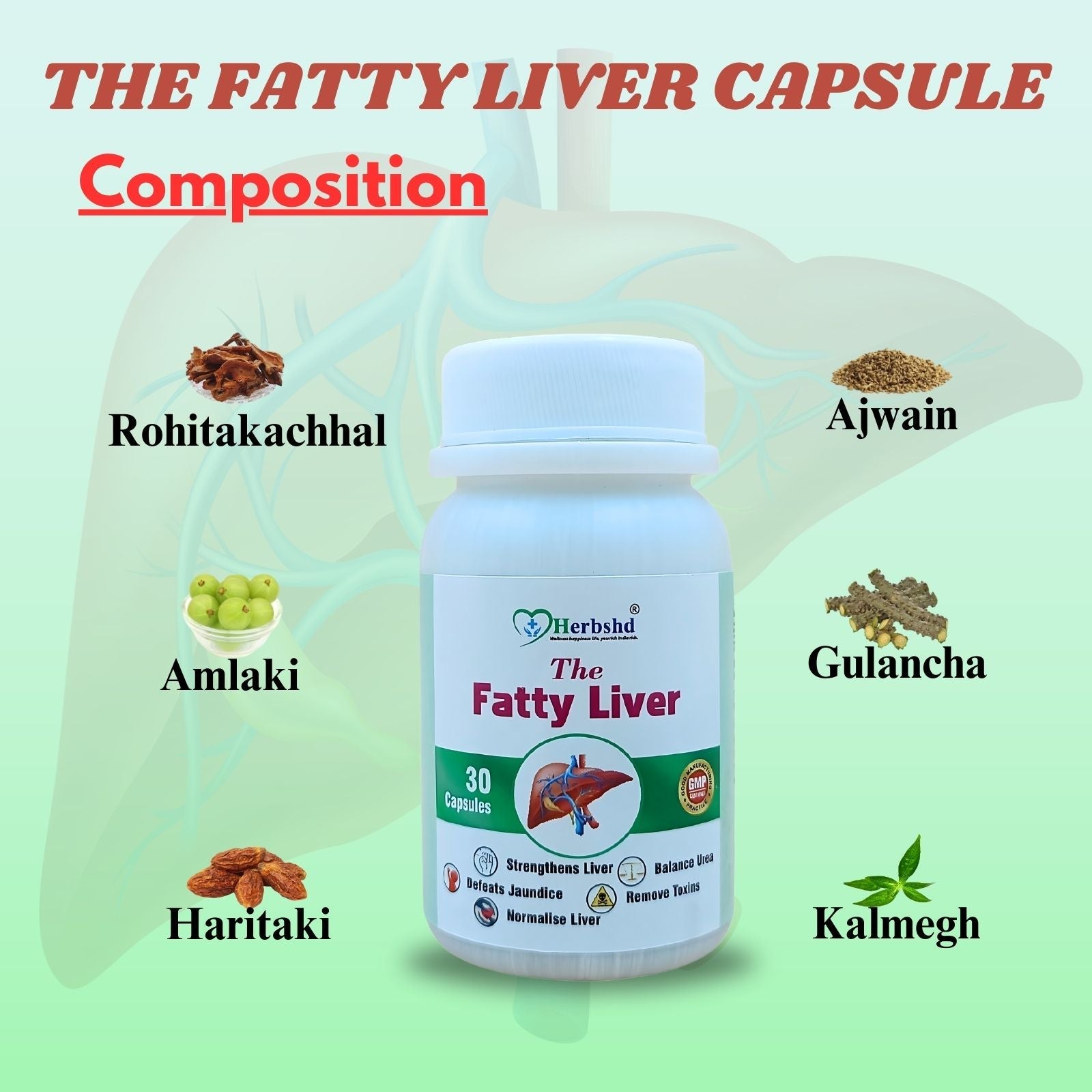 Ayurvedic The Fatty Liver Capsule | Liver Health Capsule | 30caps | Liver Disease - HEALTH AIM PHARMACY