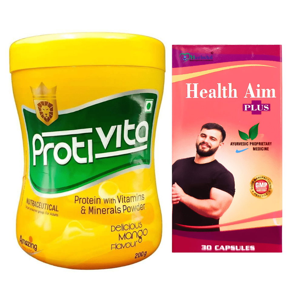 ayurvedic weight supplement combo Protivita Protein Powder with health aim plus capsule - HEALTH AIM PHARMACY