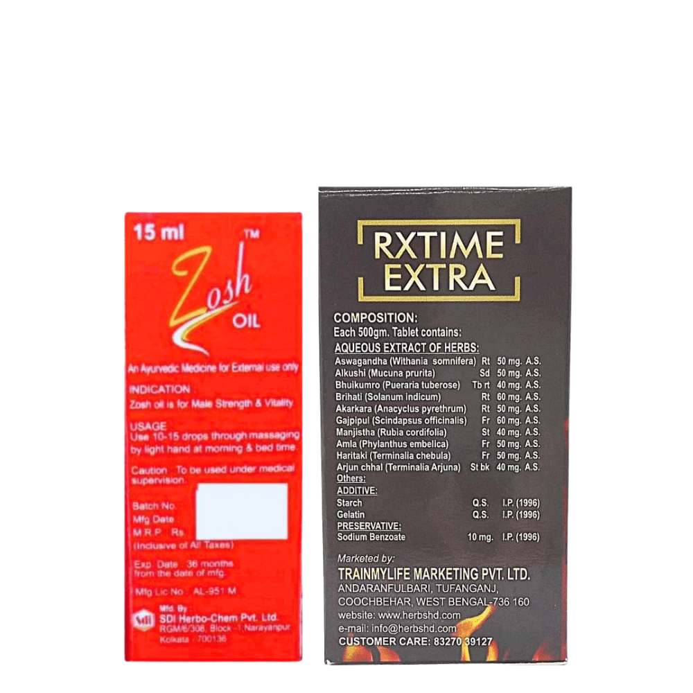 Ayurvedic Zosh Oil 15ml And Rxtime Extra Tablets ( Combo ) - HEALTH AIM PHARMACY