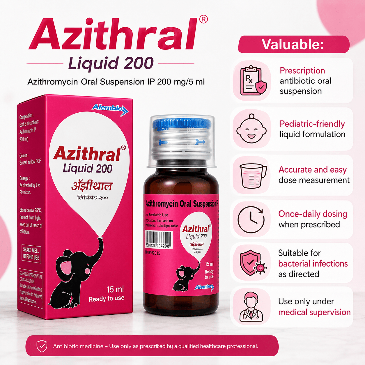 Azithral 200 Liquid 15ml Oral Suspension - HEALTH AIM PHARMACY