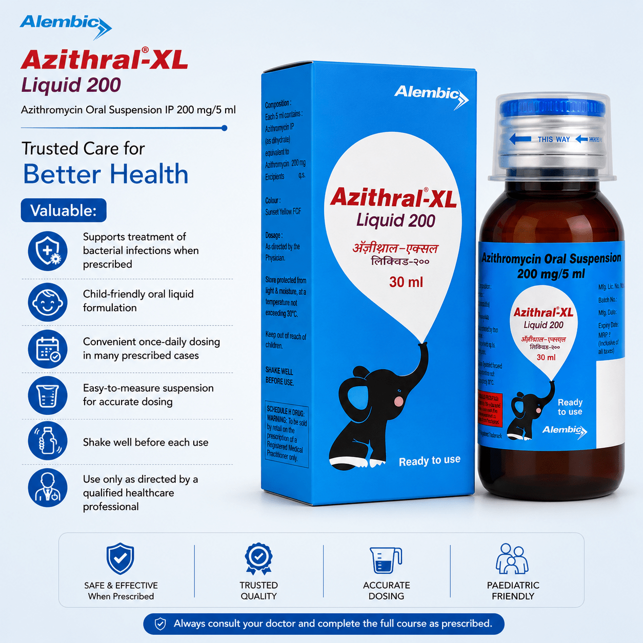 Azithral 200 Liquid 30ml - HEALTH AIM PHARMACY