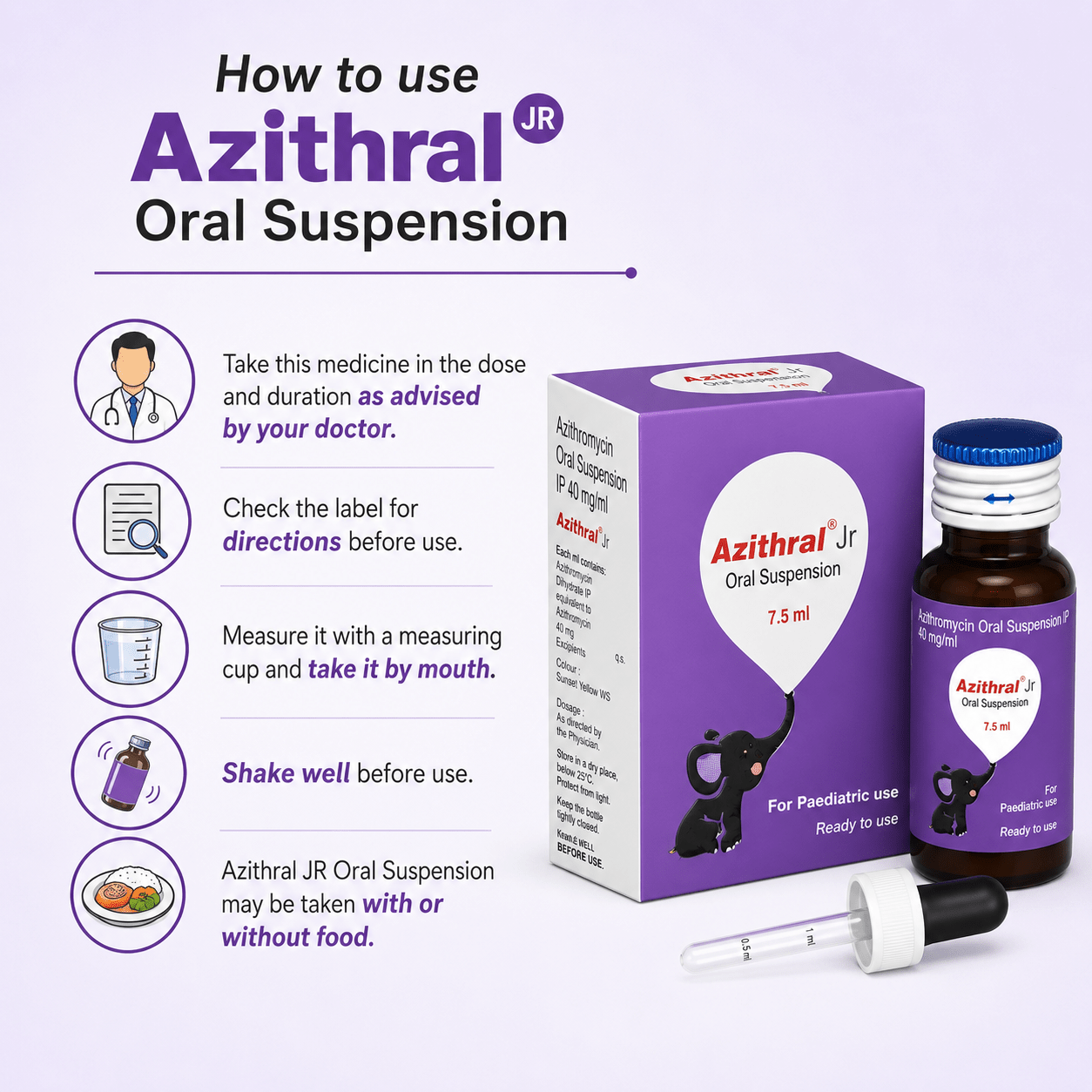 AZITHRAL JR ORAL SUSPENSION 7.5ML - HEALTH AIM PHARMACY