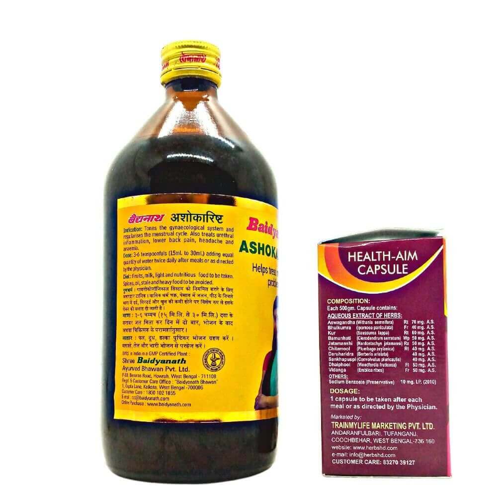 Baidyanath Ashokarista tonic & Health Aim Capsule (combo) - HEALTH AIM PHARMACY