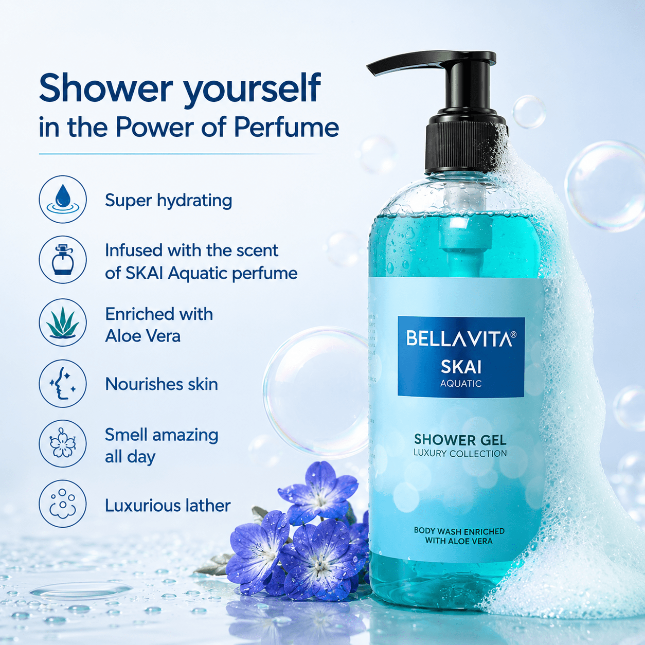 BELLAVITA SKAI Aquatic Shower Gel - 500ml - HEALTH AIM PHARMACY