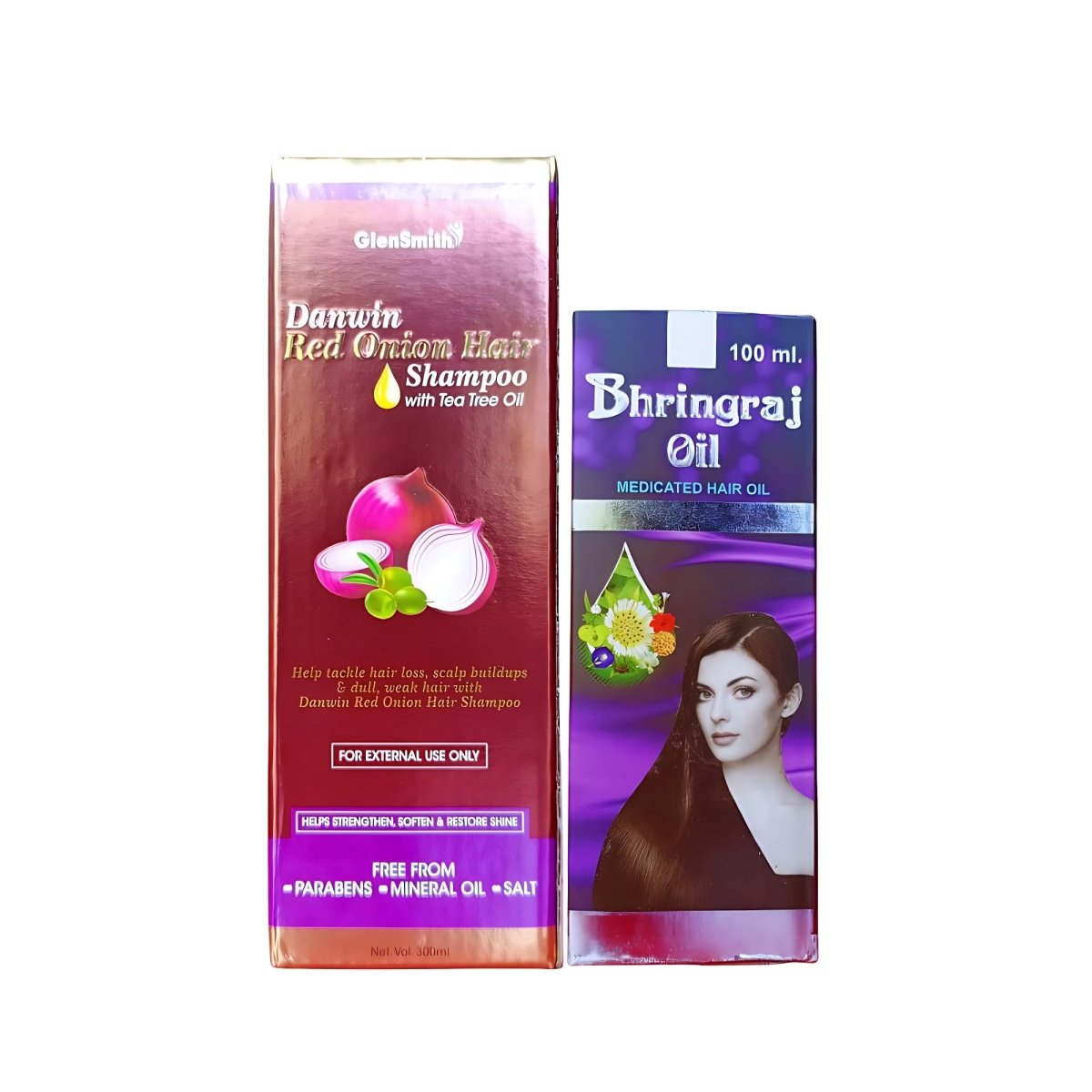 Bhringraj Hair Oil 100ml And Red Onion Hair Shampoo 300ml (Combo Pack) - HEALTH AIM PHARMACY