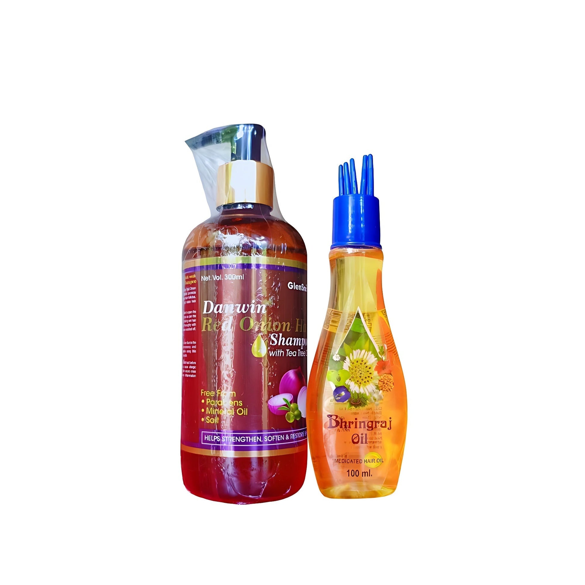 Bhringraj Hair Oil 100ml And Red Onion Hair Shampoo 300ml (Combo Pack) - HEALTH AIM PHARMACY