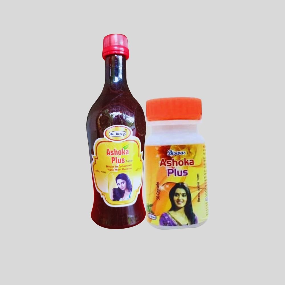 Biswas Ashoka Plus Capsule ( 2) & Syrup For Periods Cramps ( Combo Pack ) - HEALTH AIM PHARMACY