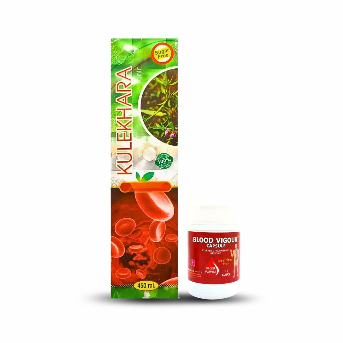 Blood Vigour Capsule & Ayurvedic Kulekhara Tonic | 30 Caps + 450ml | Combo Pack 2 - HEALTH AIM PHARMACY