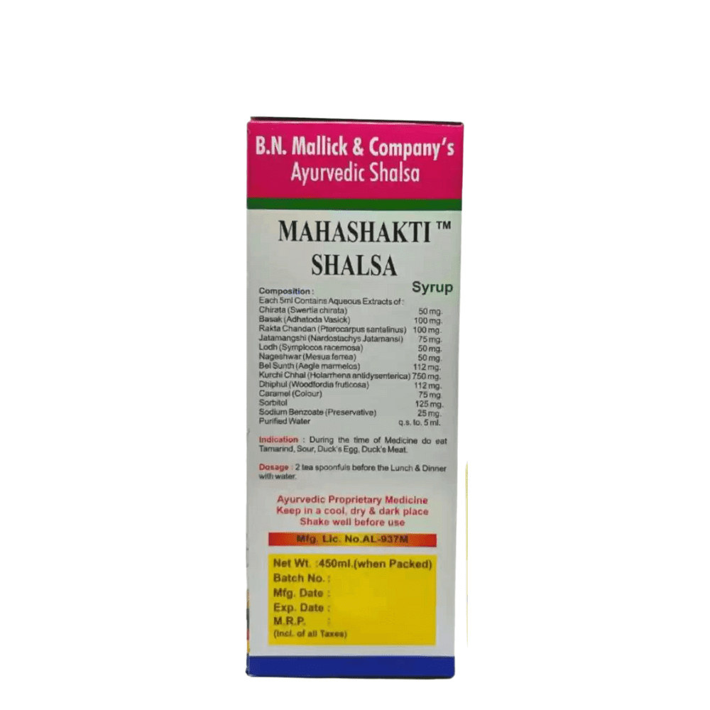 B.N Mallick Mahashakti Shalsa Syrup 450ml ( pack of 2 ) - HEALTH AIM PHARMACY