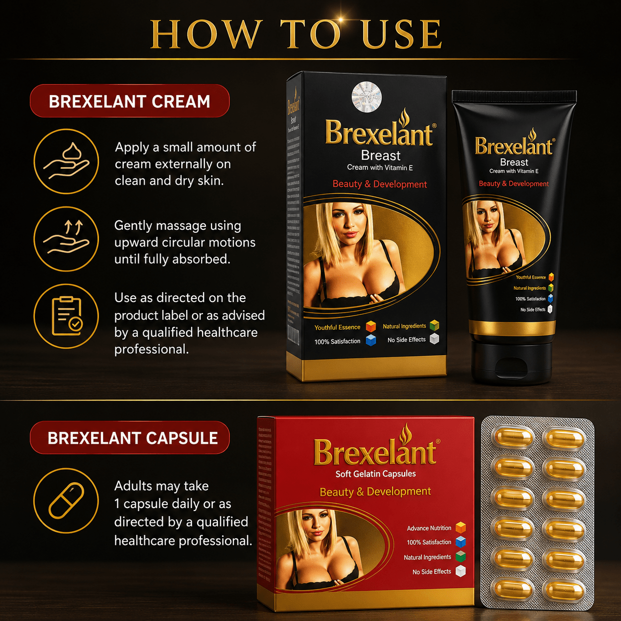 Breast Care Brexelant Breast Cream & Capsule (Combo) - HEALTH AIM PHARMACY