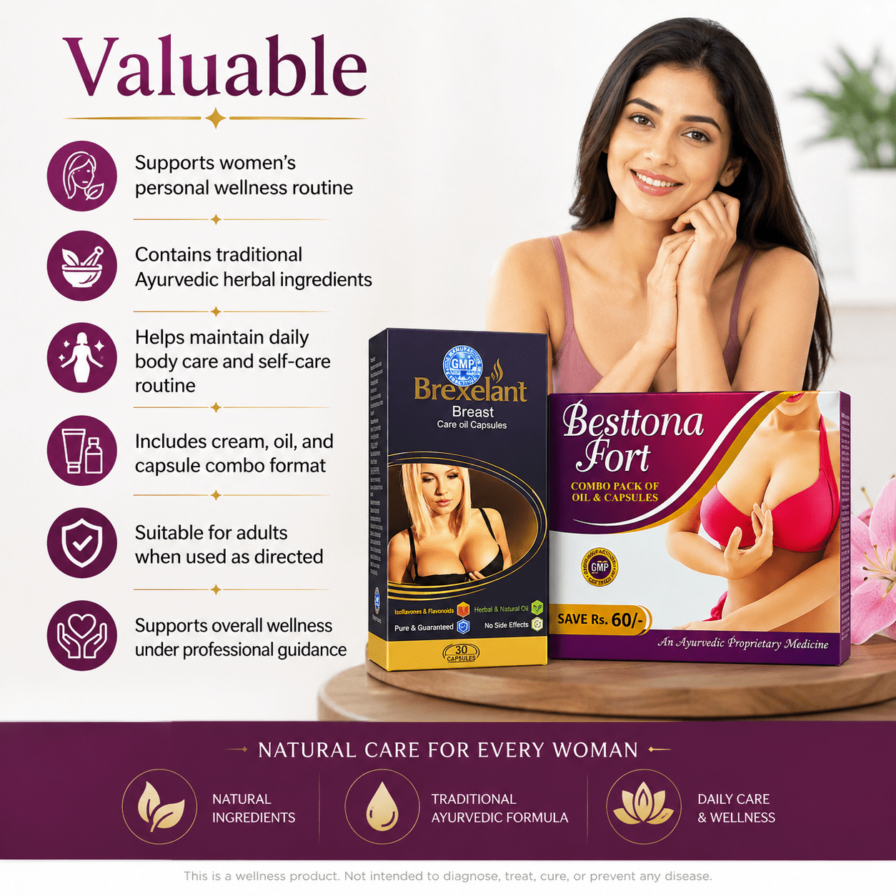 Brexelant Breast Cream & Besttona Fort Oil & Capsule - Combo Pack - HEALTH AIM PHARMACY
